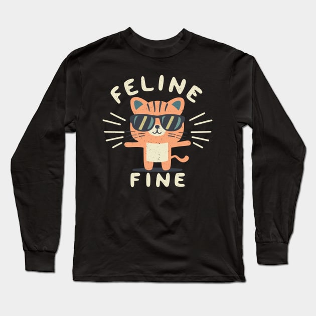 Funny Feline Fine Tiger Cat Puns Long Sleeve T-Shirt by SubtleSplit